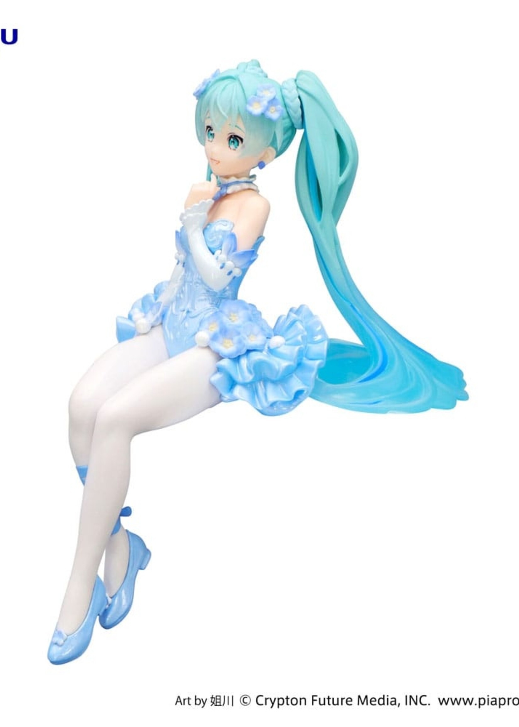 Hatsune Miku Noodle Stopper PVC Statue Flower Fairy Nemophila Pail Blue Color