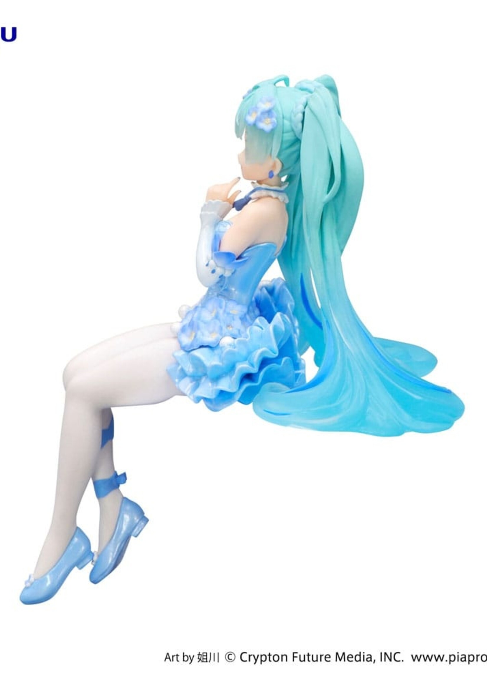 Hatsune Miku Noodle Stopper PVC Statue Flower Fairy Nemophila Pail Blue Color