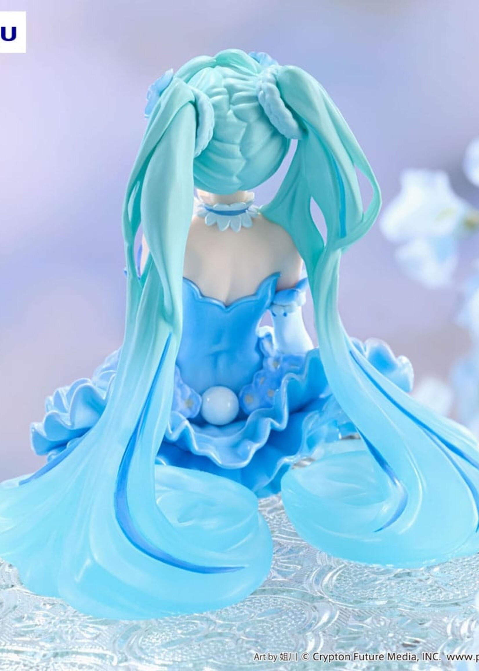Hatsune Miku Noodle Stopper PVC Statue Flower Fairy Nemophila Pail Blue Color