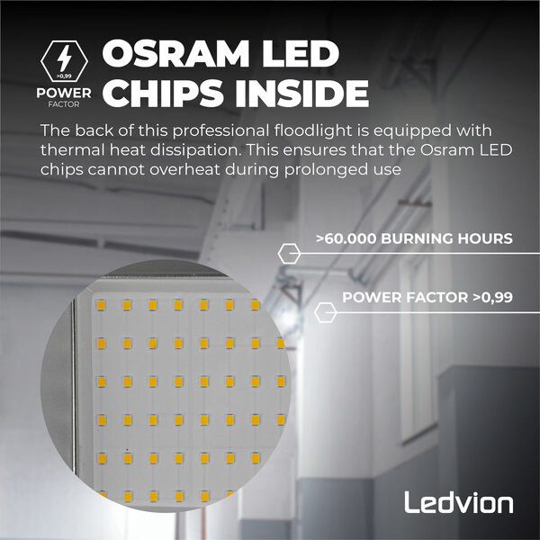Ledvion Proiettore LED 100W - Osram - IP65 - 120lm/W - Colore Bianco - 5 Anni di Garanzia