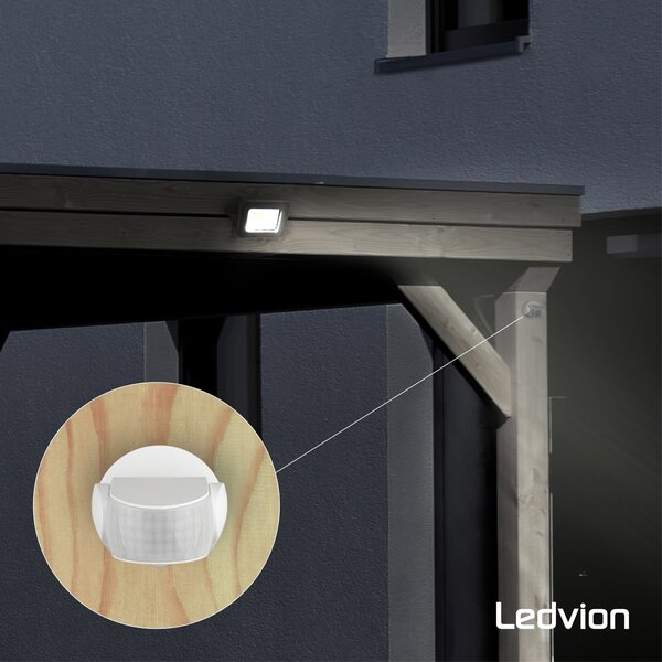 Ledvion Sensore di movimento da soffitto Bianco 180° Con Interruttore Crepuscolare Portata di 12M Max. 600W IP65