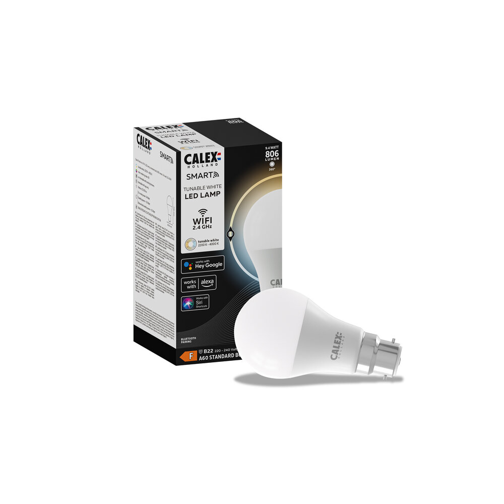 Calex Calex Smart Lampadina Standard LED - B22 - 9W - 806 Lumen - 2200K - 4000K