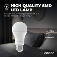 Ledvion Lampadina LED E27 Dimmerabile - 8.8W - 4000K - 806 Lumen