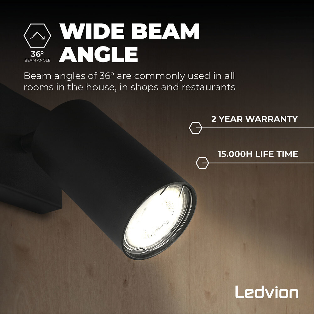 Ledvion 10x Lampadine LED GU10 - 4.5W - 2700K - 345 Lumen - Bicchiere - Pacchetto sconto