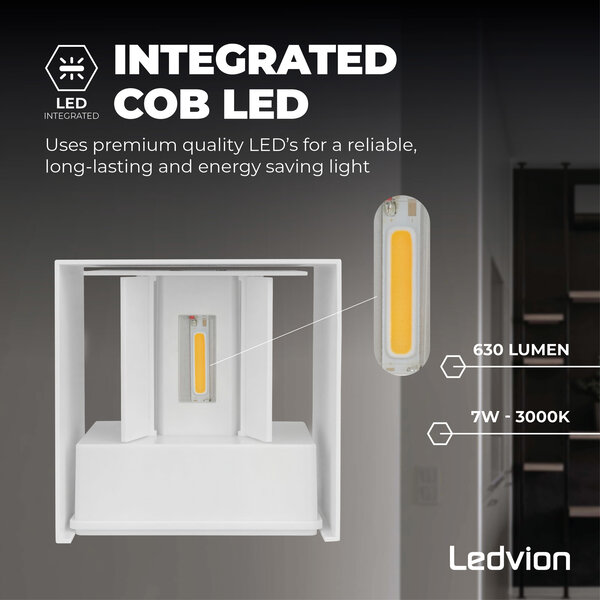 Ledvion Applique da Esterno dimmerabile LED Bianco - Bidirezionale - 3000K -  7W - IP54