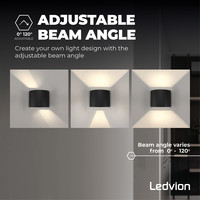 Ledvion Applique da Esterno dimmerabile LED Rotondo Nero - Bidirezionale - 3000K -  7W