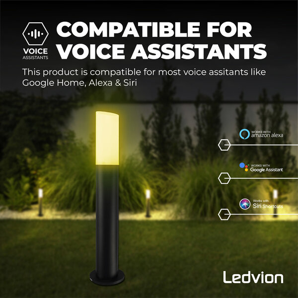 Ledvion Lampada da esterno Smart da terra - RGB+3000K - IP44 - Lampadine Smart - Nero - Pronto all'uso