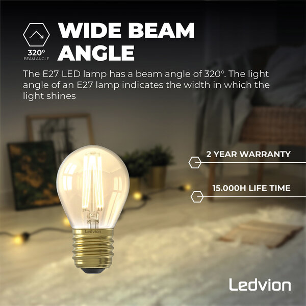 Ledvion Lampadina LED E27 Filamento - 1W - 2100K - 50 Lumen - Oro