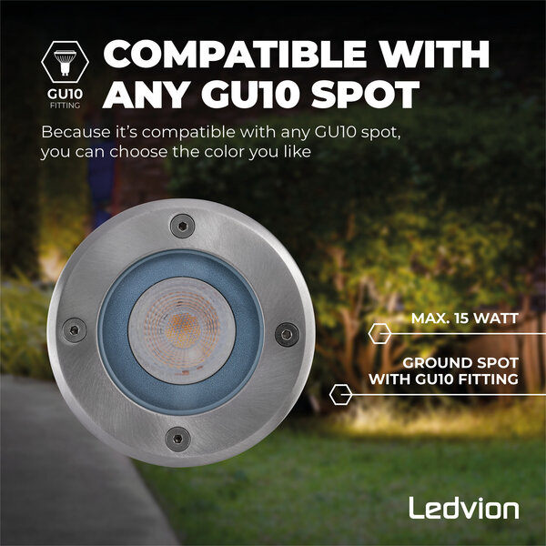 Ledvion 9x IP67 Faretto Segnapasso LED Rotondo - GU10 - 1m Cavo