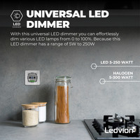 Ledvion 2 Dimmer LED- Circuito alternato >2 dimmer, 1 punto luce - 5-250W- Taglio di fase - Universale