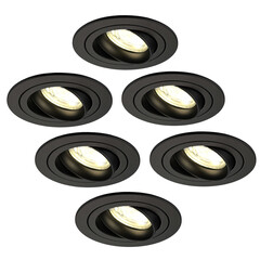Faretti da Incasso LED Dimmerabili Nero - Tokyo - 5W - 2700K - ø92mm - 6 pack
