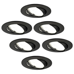 Faretti da Incasso LED Dimmerabili Nero - Amsterdam - 5W - 6500K - ø82mm - 6 pack