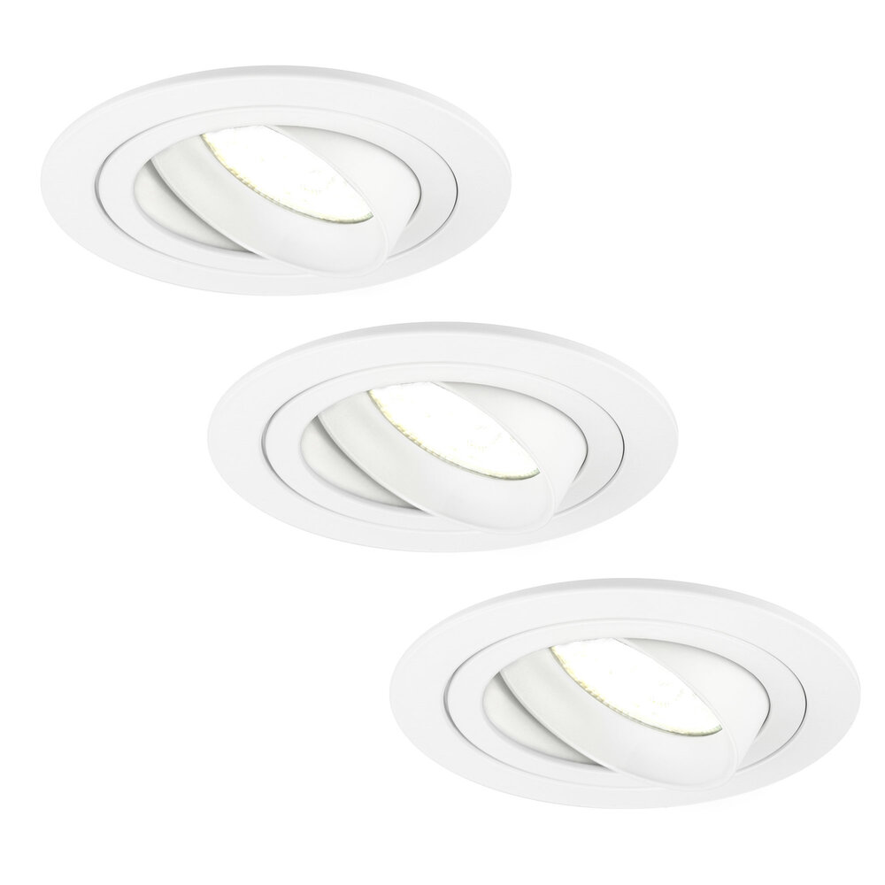 Ledvion Faretti da Incasso LED Dimmerabili Bianco - Tokyo - 5W - 4000K -  ø92mm - 3 pack