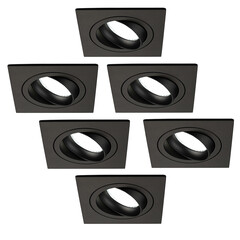Faretti da Incasso LED Dimmerabili Nero - Sevilla - 5W - 6500K - 92mm - Quadrato - 6 pack