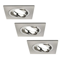 Ledvion Faretti da Incasso LED Dimmerabili Inox - Sevilla - 5W - 6500K - 92mm - Quadrato - 3 pack