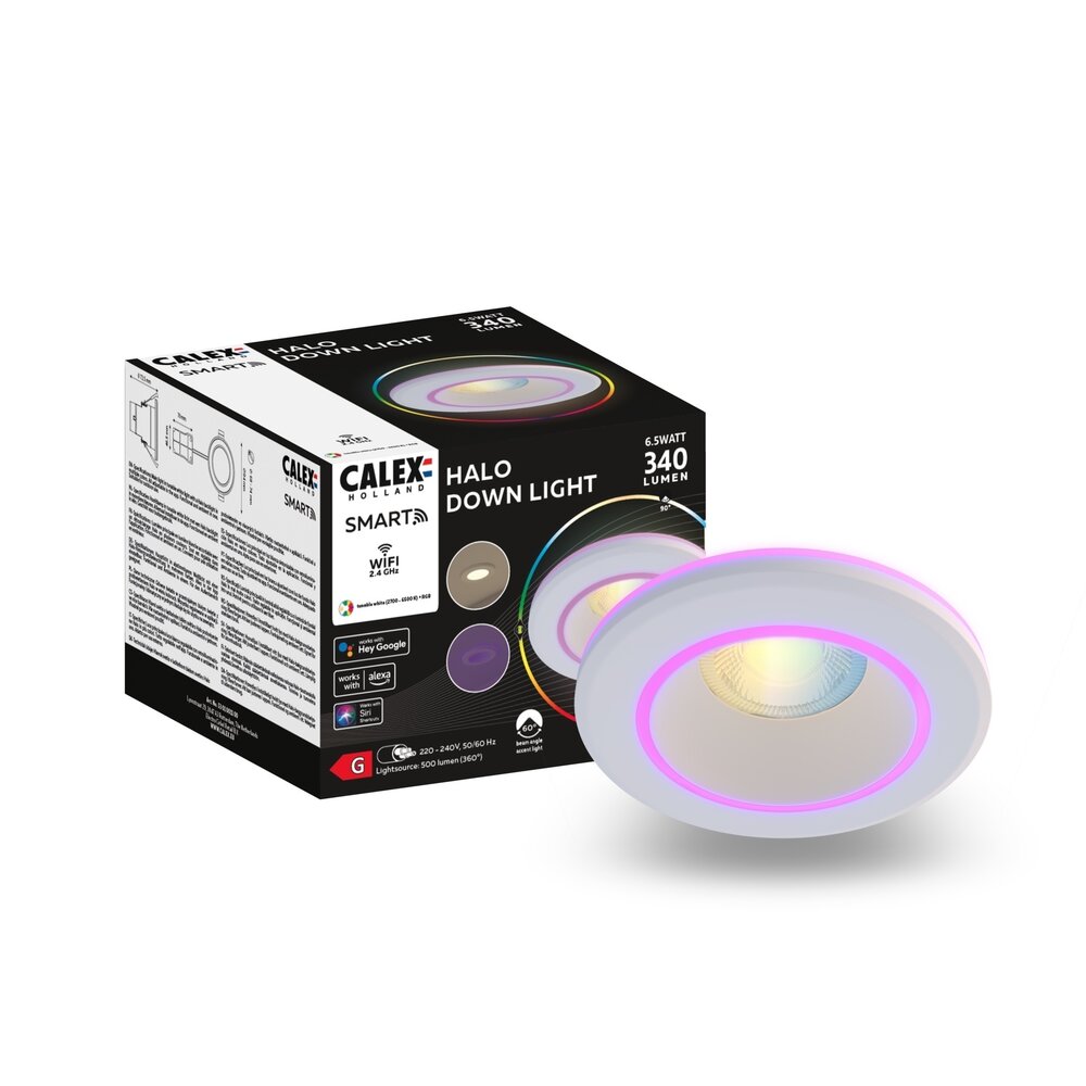 Calex Calex Faretto da incasso Smart Halo - Bianco - 6.5W - RGB+CCT - Ø94mm