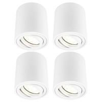 Ledvion 4x Faretti LED da soffitto Dimmerabili  - Rotondo - Bianco - 5W - 2700K - Inclinabile - IP20