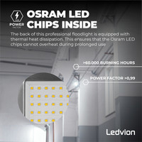 Ledvion Proiettore LED 50W - Osram - Sensore di Movimento - IP44 - 120lm/W - 6500K - 5 Anni di Garanzia