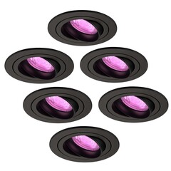 Faretti da Incasso Smart Nero - Tokyo - Smart WiFi - Dimmerabili - RGB+CCT - 6 pack