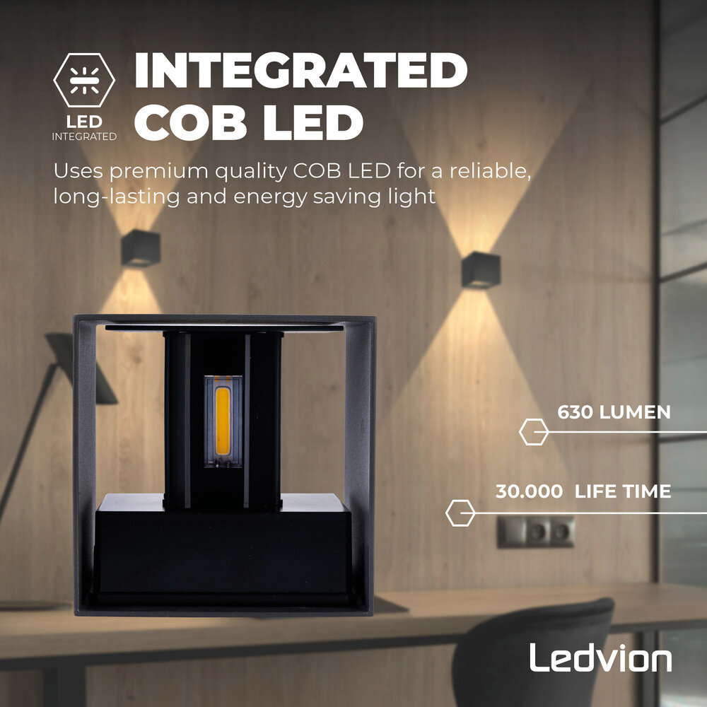 Ledvion Applique da Esterno LED Nero - Bidirezionale - 3000K -  6W