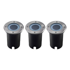 3x IP67 Faretto Segnapasso LED Rotondo - GU10 - 1m Cavo