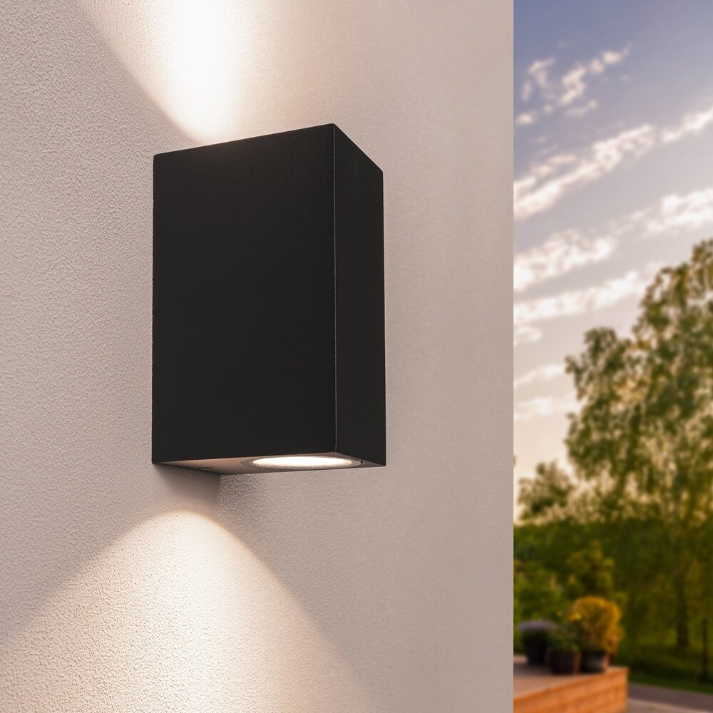 Ledvion Applique da Esterno - Cube - Bidirezionale - IP54 - Attacco GU10 - Nero