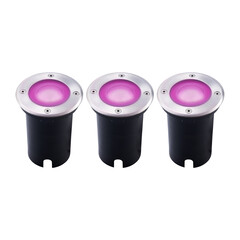 3x Faretto Segnapasso LED Rotondo - IP67 - 4,9W - RGB+CCT - 1m Cavo