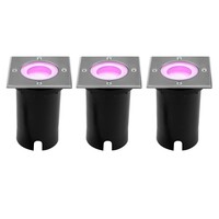 Ledvion 3x Faretto Segnapasso LED Quadrato - IP67 - 4,9W - RGB+CCT - 1M Cavo