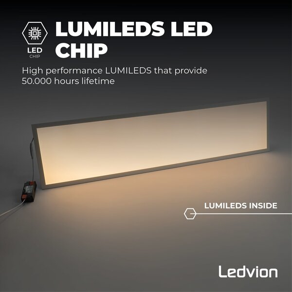 Ledvion Lumileds Pannello LED 120x30 - 36W - 117 Lm/W - 3000K - UGR22 - 5 anni di garanzia