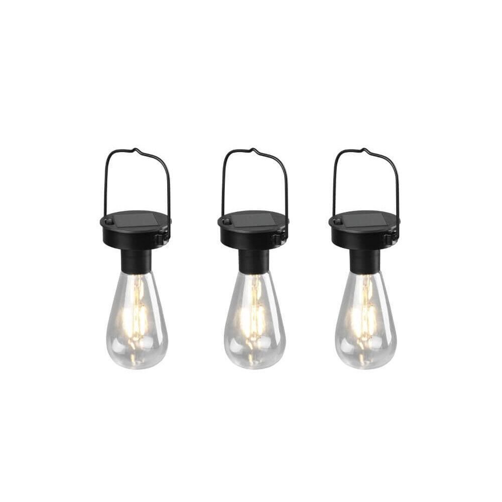 Trio Lighting Lampada a Sospensione Solare LED con Sensore Crepuscolare - Set di 3 - IP44 - Campus - Nero