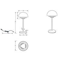 Trio Lighting Lampada da Tavolo LED Ricaricabile con Porta USB - 3000K - 2W - IP44 - Elliot - Grigio