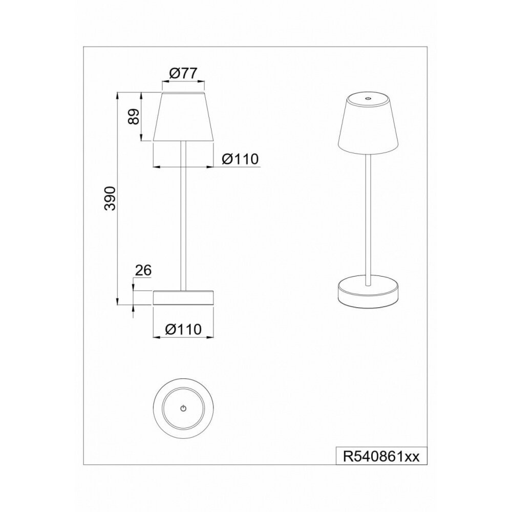 Trio Lighting Lampada da Tavolo LED Ricaricabile con Porta USB - Dimmerabile - 2,2W - IP44 - Martinez - Nero