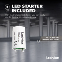 Ledvion Tubo LED 120 cm - 18W - 6500K - 185 Lm/W - Alta efficienza - Etichetta energetica B