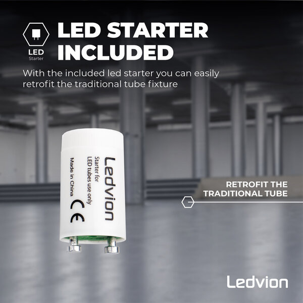 Ledvion Tubo LED 150 cm - 28W - 6500K - 185 Lm/W - Alta efficienza - Etichetta energetica B
