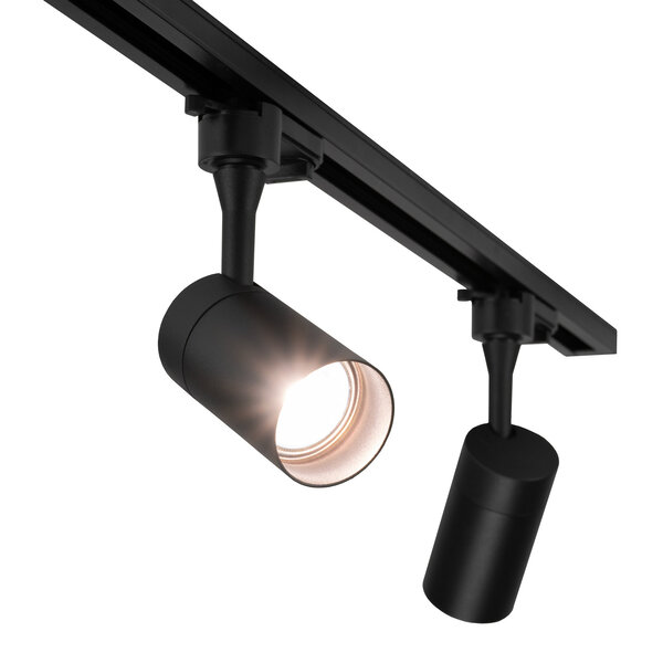 Lampadashop 2m illuminazione a binario LED con 4 Faretti GU10 - Dimmerabile - Faretto Binario Monofase - Nero