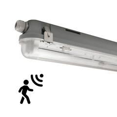 Plafoniera LED da 60 cm con Sensore - IP65 - Clip Inox