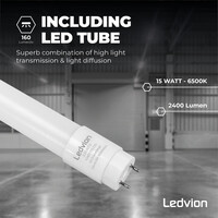 Ledvion Plafoniera LED da 150 cm con Sensore - Stagna - 15W - 4000K - IP65 - con Tubo LED