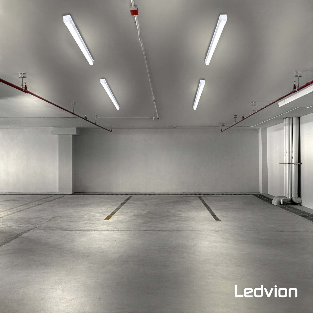 Ledvion 6x Plafoniera LED da 120 cm - Samsung LED - IP65 - 36W - 140 lm/W - 4000K - Collegabile - 5 anni di garanzia