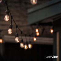 Ledvion 15m Catena Luminosa da esterno + cavo di collegamento da 3 m - IP65 - Collegabile - con 15 lampadine LED