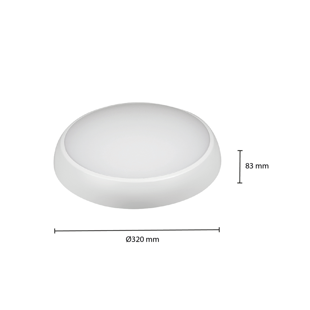 Lampadashop Plafoniera LED con sensore - NESO - 13W - CCT - 1300 Lumen - IP54 - Bianco - Ø32 cm