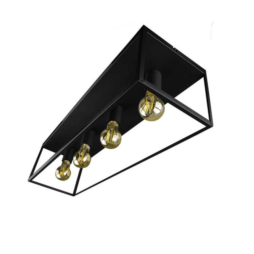 Lampadashop Plafoniera LED - Leduxa - Nero - Quadrato - 4x Attacco E27 - 16W