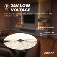 Ledvion Striscia LED - 5 Metri - 3000K-6500K - 24V - 13W - Pronto all'uso