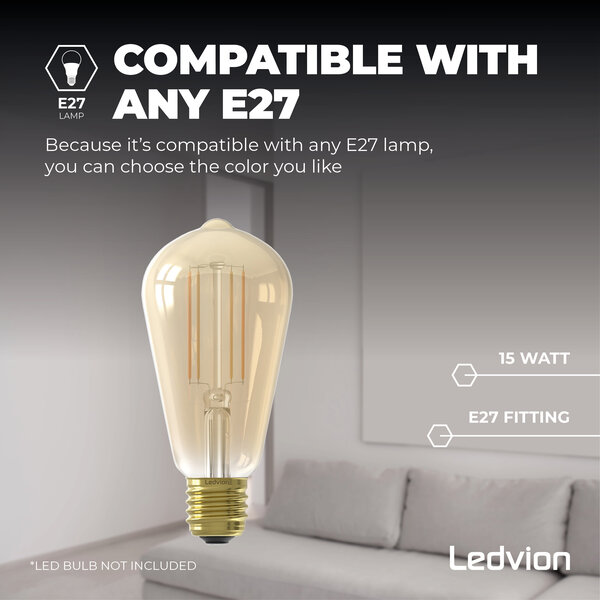 Ledvion Applique da Esterno LED con Sensore Crepuscolare - Attacco E27 - IP44 - Nero