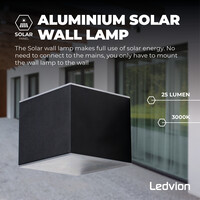 Ledvion Applique da Esterno Solare LED - Bidirezionale - Nero - 3000K - IP44