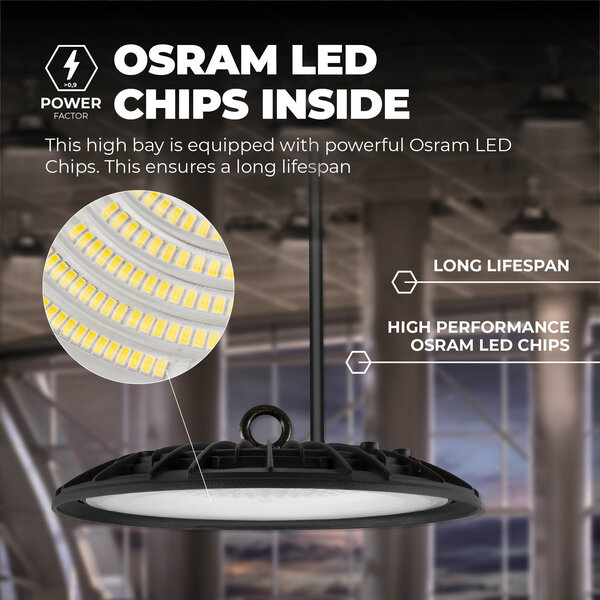 Ledvion Campana LED 100W - Osram LED - 90° - 110Lm/W - 3000K - IP65 - 2 anni di garanzia