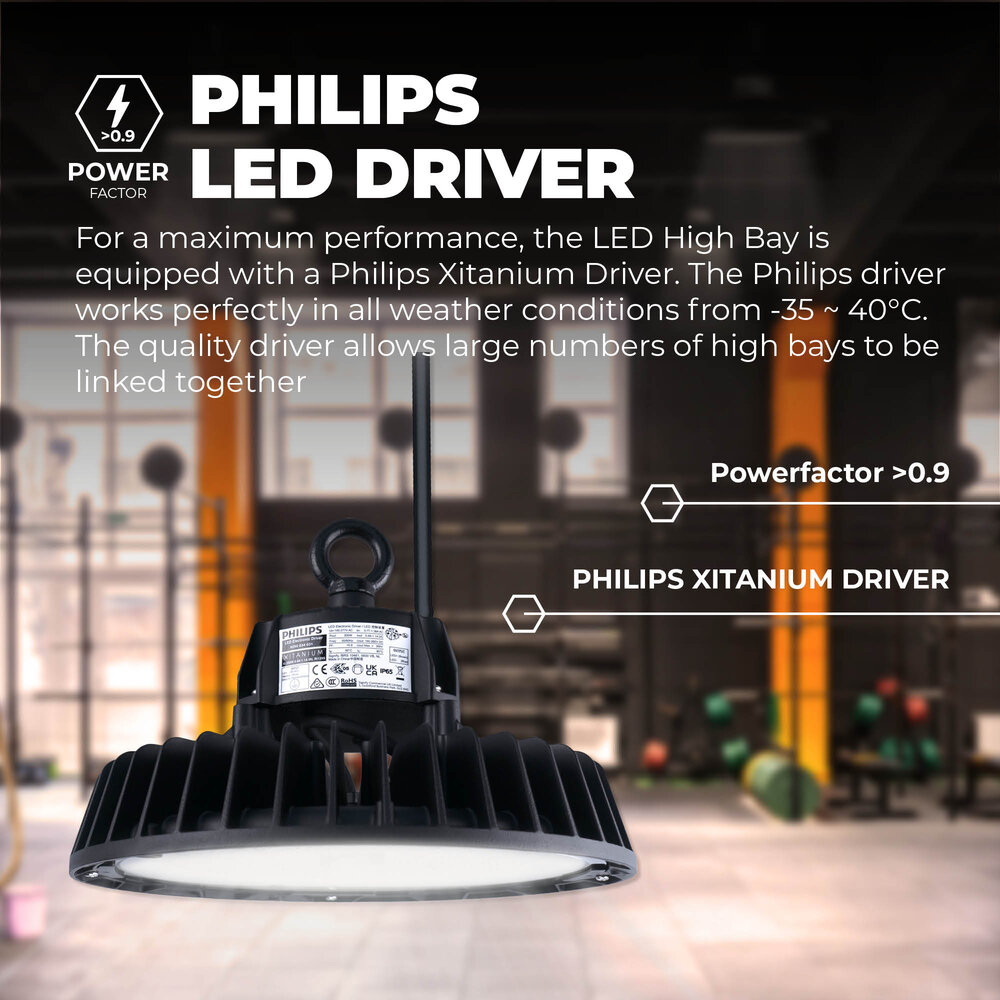 Ledvion Campana LED 240W - Philips Driver - 120° - 175lm/W - 6500K - IP65 - Dimmerabile - 5 anni di garanzia