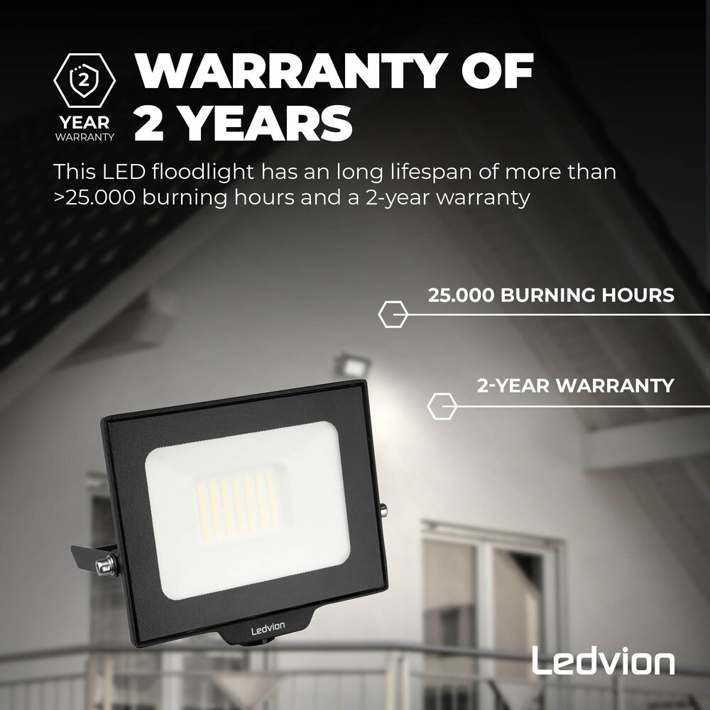 Ledvion Proiettore LED 30W - Osram - IP65 - 120lm/W - Colore Bianco Naturale