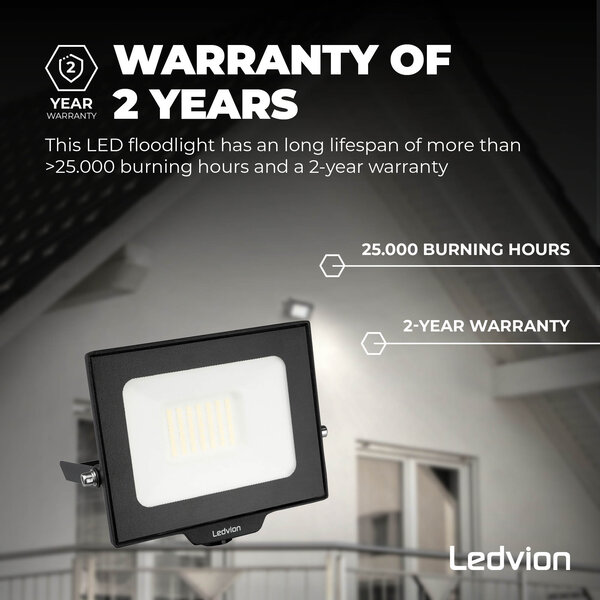 Ledvion Proiettore LED 50W - Osram - IP65 - 120lm/W - Colore Bianco