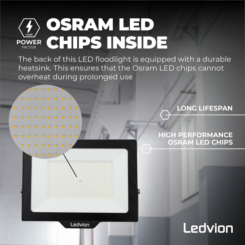 Ledvion Proiettore LED 150W - Osram - IP65 - 120lm/W - Colore Bianco