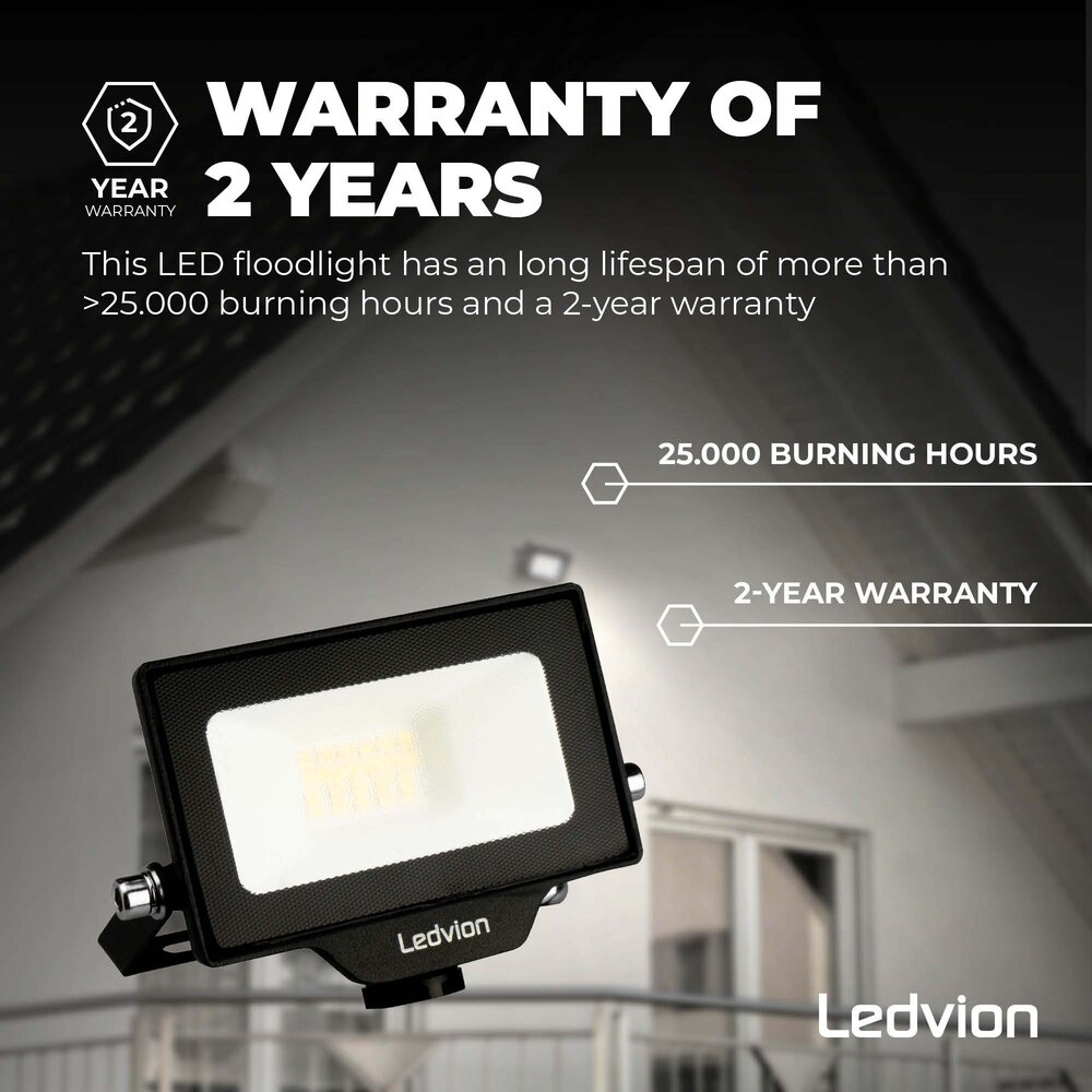 Ledvion Proiettore LED 10W - Osram - IP65 - 110lm/W - Colore Bianco Naturale